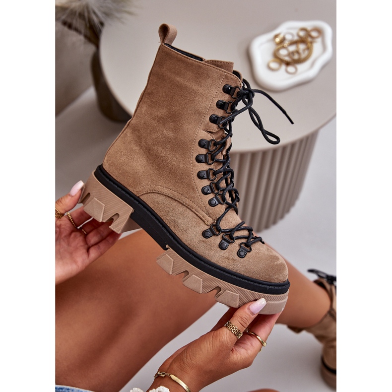 Tople čizme od brušene kože vezane smeđe Pierro smeđa 2