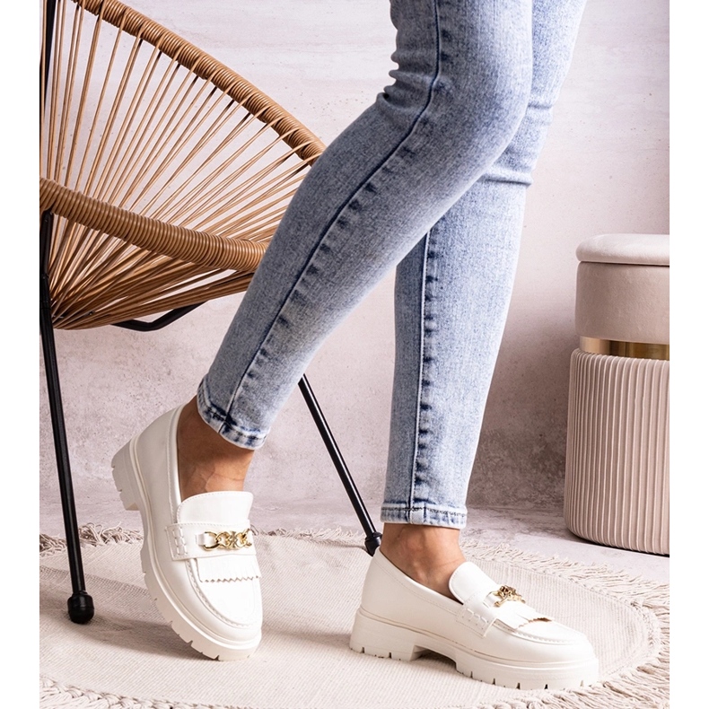 Bez marki Bijele cipele sa zlatnom kopčom iz Anielanije bijela 1