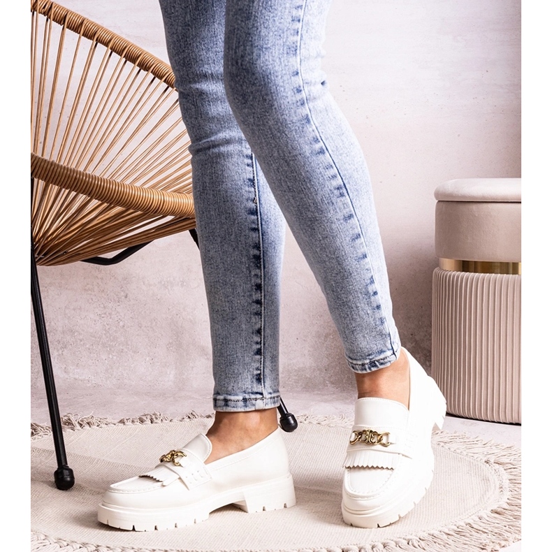 Bez marki Bijele cipele sa zlatnom kopčom iz Anielanije bijela 2