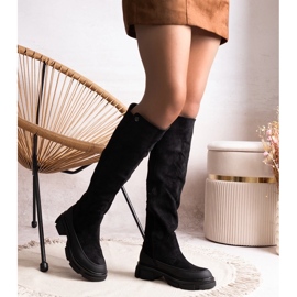 Crne čizme na masivnu petu, đurđevak crno 1