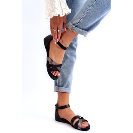 Zazoo 40225 Kožne ravne sandale, crne crno 1