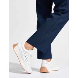 Kožne ažurne bijele sportske cipele Sergio Leone bijela 2