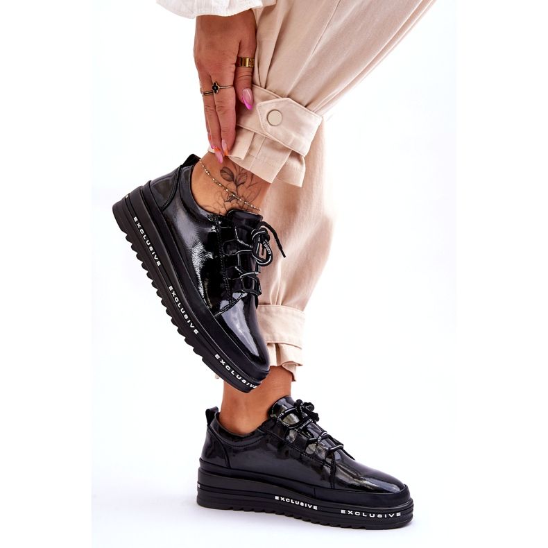 S.Barski Crne lakirane tenisice Chantal crna 3