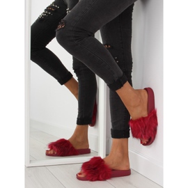 Burgundske papuče s krznom zy383-007-1 vina crvena 2