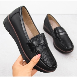 Kožne ženske cipele, wedge mokasine, crne Filippo DP6455 crna 1