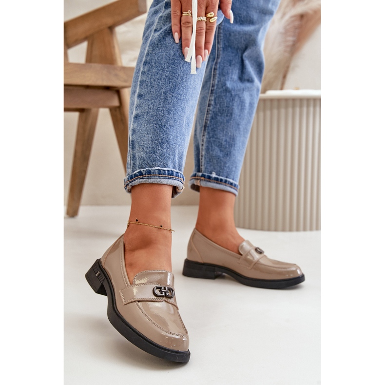 Ženske lakovane mokasine kaki Vinceza 58409 zelena 2