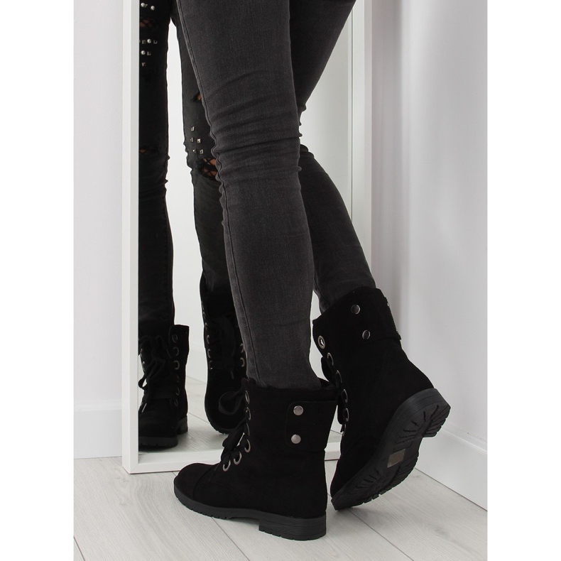 Crne radne čizme s vezanjem 8901 Crna 2