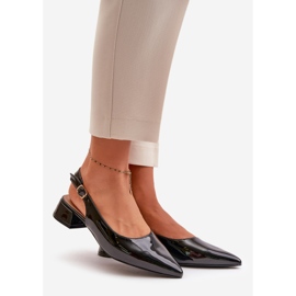 Lakirane crne Anarinne balerinke na nisku petu sa šiljastim prstima crno 1