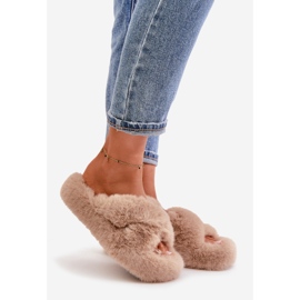 Ženske krznene papuče s debelim potplatom, Lavitera bež boje 1