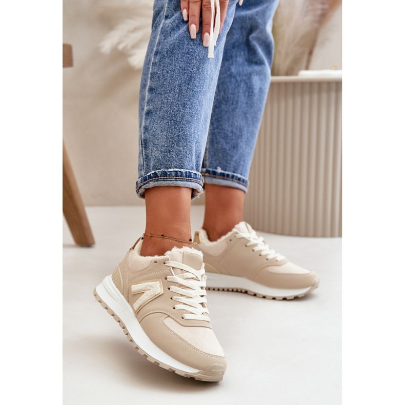 Ženske tenisice, sportske cipele, podstavljene ovčijom kožom, bež Ciamara 2