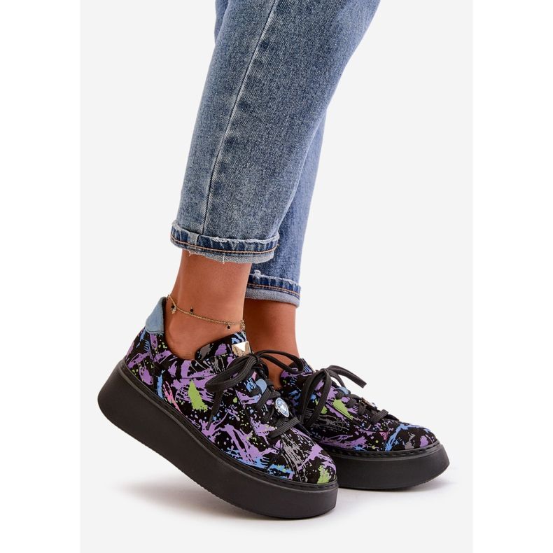 Kožna sportska obuća na platformu Maciejka 06191-05 Ljubičasta crna 1