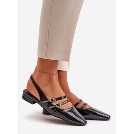 Lakirane kožne balerinke s remenčićima na niske pete, crne bialettia crno 1