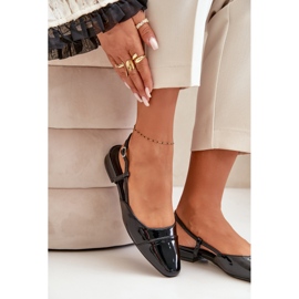 Lakirane crne Kairael balerinke s niskom petom i otvorenom petom crna 2