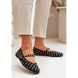 Ukrašene balerinke s remenom od eko antilop crne boje Tirilissa crna 2