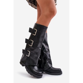 Izolirane čizme s okrenutim gornjištem i kopčama, crna Cialetta 1