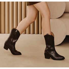 Marco Shoes Crne kaubojske čizme od prave kože crno 1