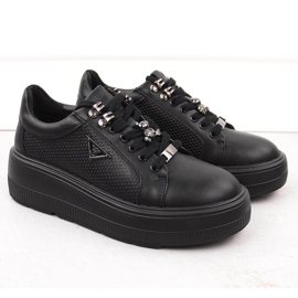 Crne kožne ženske cipele na platformu Filippo DP6382 crna 2