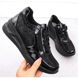 Crne kožne ženske cipele na wedges Filippo DP6352 crna 1