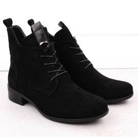 M. DASZYŃSKI Ženske izolirane čizme na vezanje i patentni zatvarač M.Daszyński SA198-24 crno 2