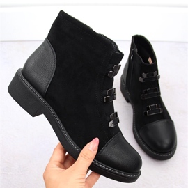 M. DASZYŃSKI Ženske crne gležnjače izolirane od brušene kože M.Daszyński SA252-4 crno 1