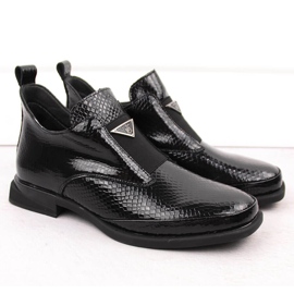 Ženske lakirane gležnjače s krokodilskim ukrasom, crne Filippo DBT6425 crna 2