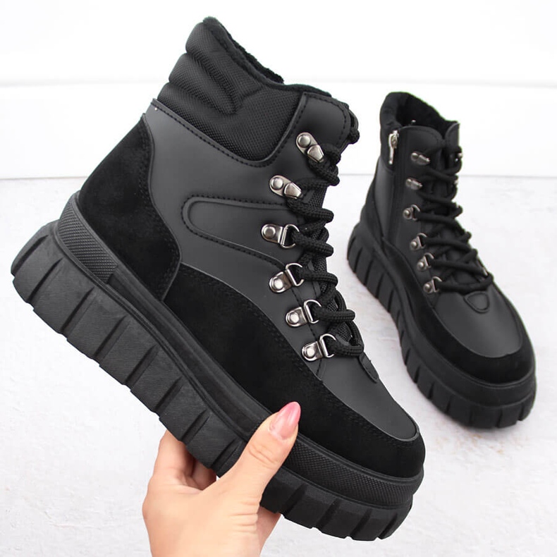 Ženske crne čizme sa debelom platformom News 7928 crno 1