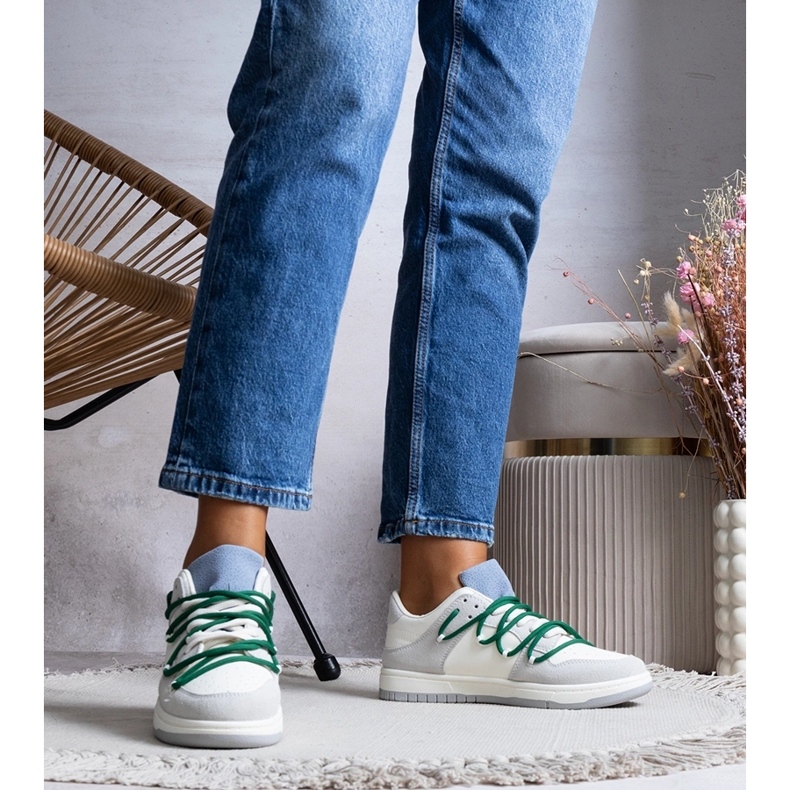 Sive tenisice sa zelenim vezicama iz Aucoina bijela 1