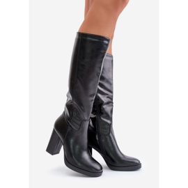 Čizme na visoku petu od eko kože iznad koljena, crna Riamaya crno 1