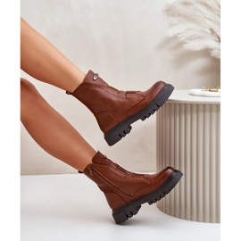 Ženske izolirane radničke čizme s patentnim zatvaračem, eko koža, smeđa Mailyra 2