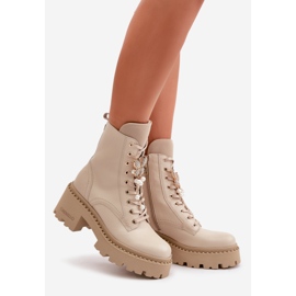 Ženske kožne radne gležnjače s leptirom, bež CheBello 4590 1