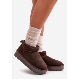 Ženske čizme za snijeg s platformom od brušene kože smeđe Nereviana smeđa 1