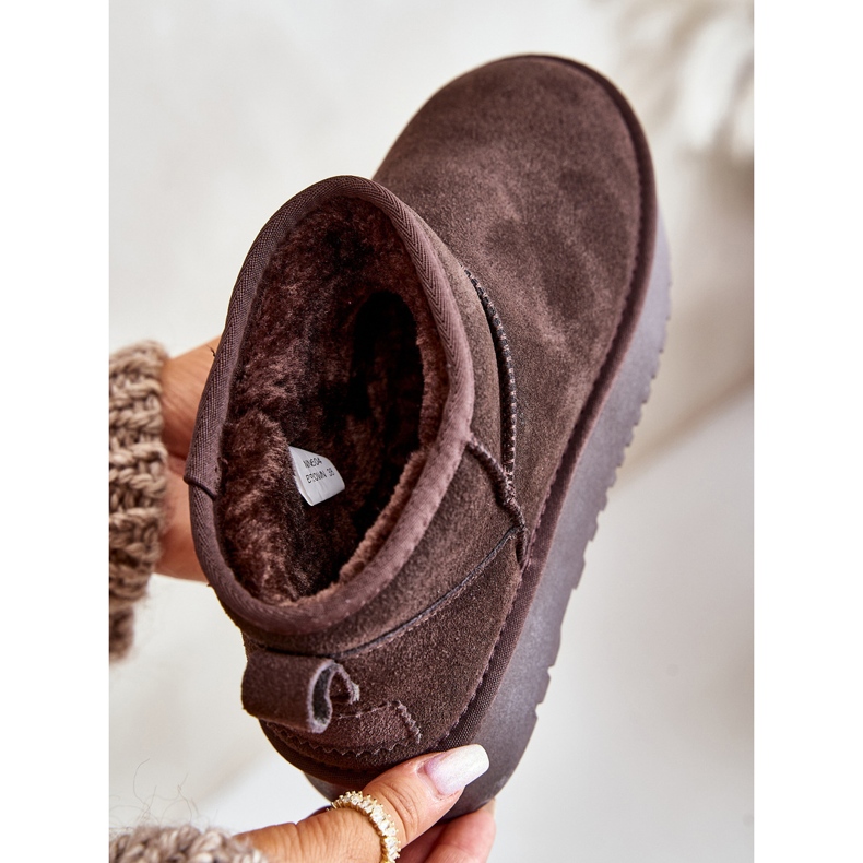 Ženske čizme za snijeg s platformom od brušene kože smeđe Nereviana smeđa 2