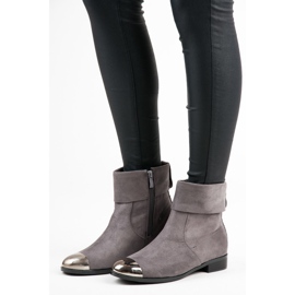 Ideal Shoes Gležnjače od antilopa s patentnim zatvaračem siva 1