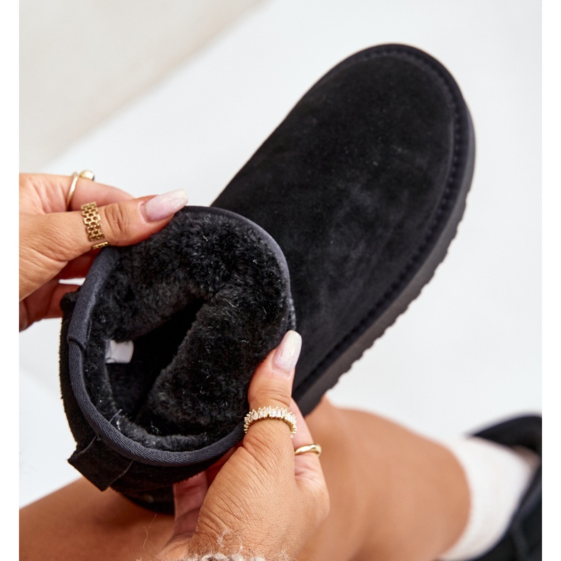 Ženske čizme za snijeg s platformom do gležnja, crne boje Rianaella crno 2