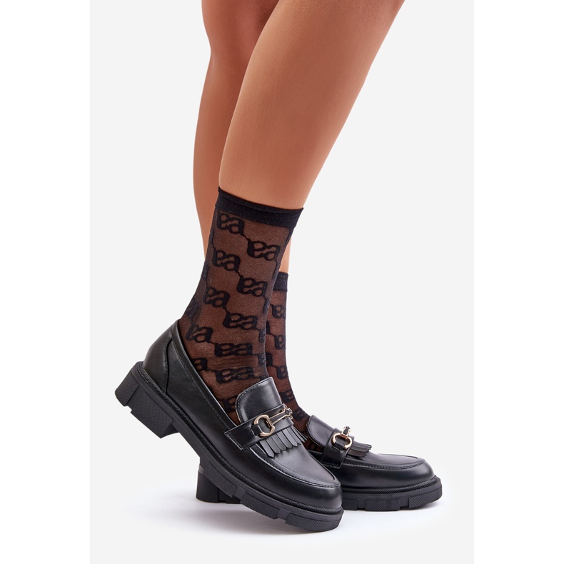 Ženske mokasine s ukrasom, eko koža, crni tialorae crna 1