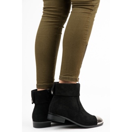 Ideal Shoes Gležnjače od antilopa s patentnim zatvaračem crno 2