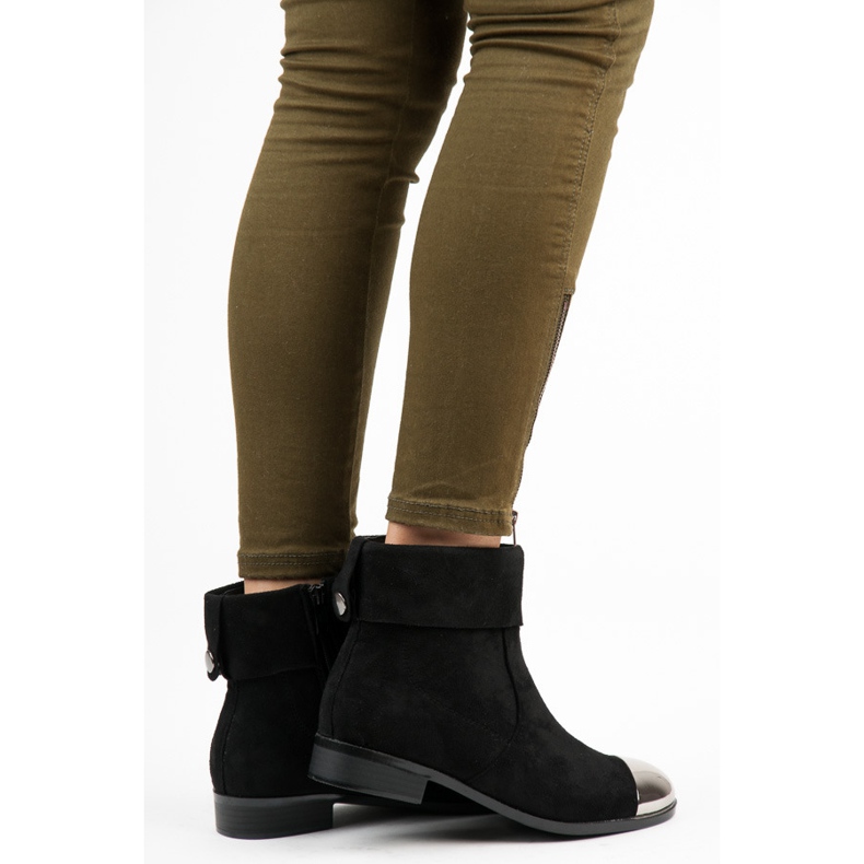 Ideal Shoes Gležnjače od antilopa s patentnim zatvaračem crna 2