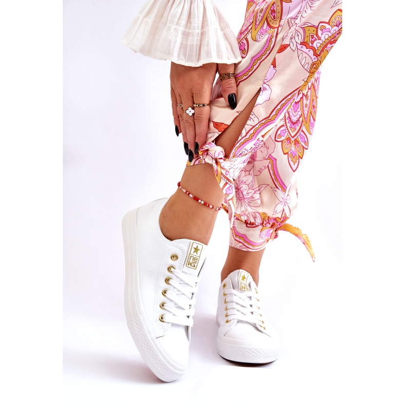 News Ženske klasične tenisice bijele i zlatne Ecoma bijela 1