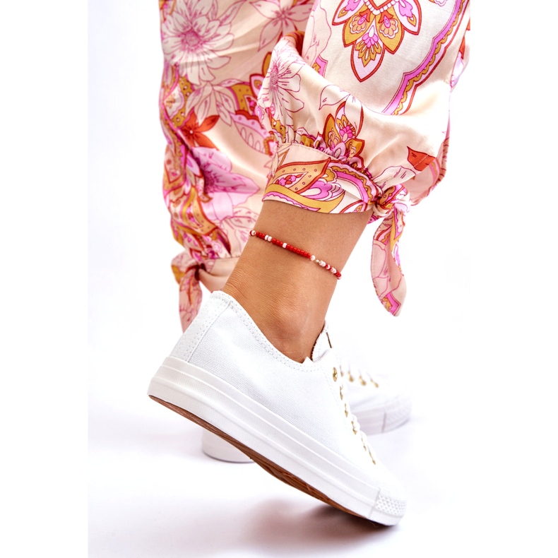 News Ženske klasične tenisice bijele i zlatne Ecoma bijela 3