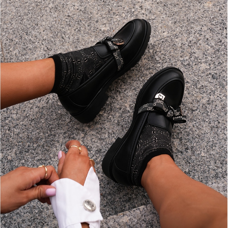 Ženske mokasine s mašnom S.Barski HY42-331 crne crno 2