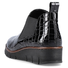 Lakirane crne čizme od zmijske kože Rieker 53794-01 crna 1