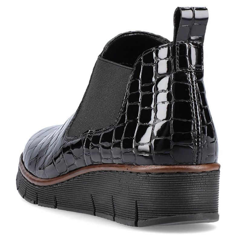 Lakirane crne čizme od zmijske kože Rieker 53794-01 crno 1