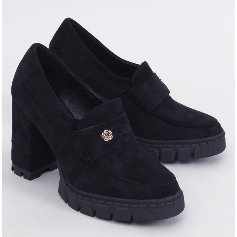 Lains Crne mokasine na visoku petu i platformu crno 1