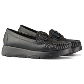 Crne ženske mokasine od eko kože na platformu, kožni uložak crna 1