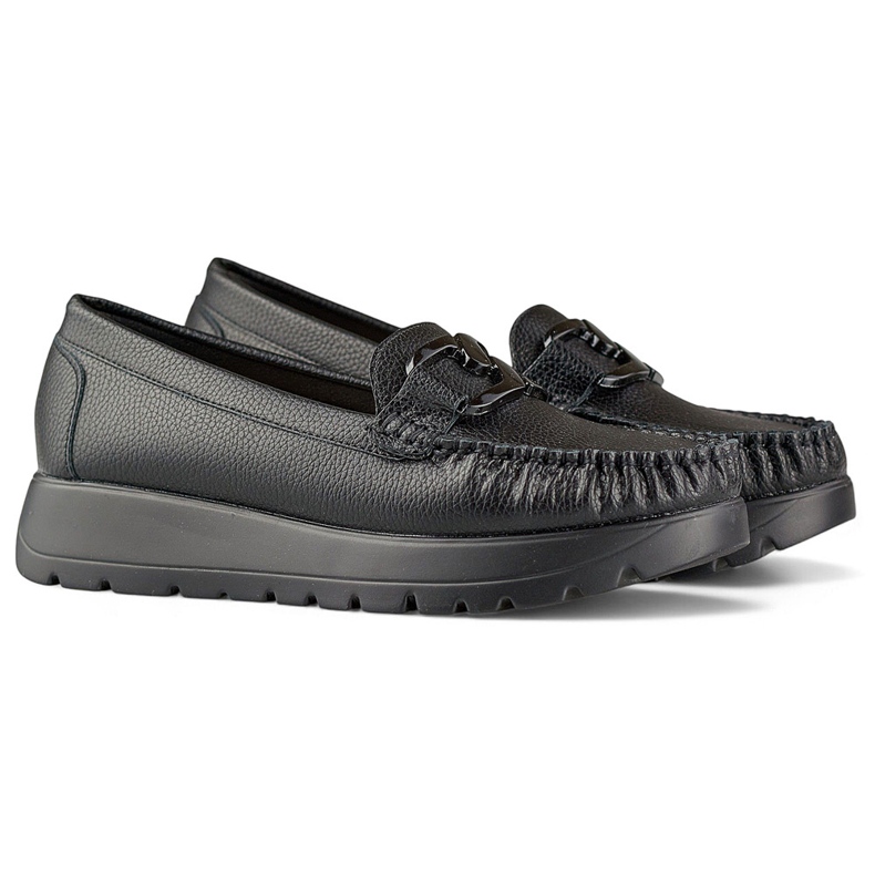 Crne ženske mokasine od eko kože na platformu, kožni uložak crno 1