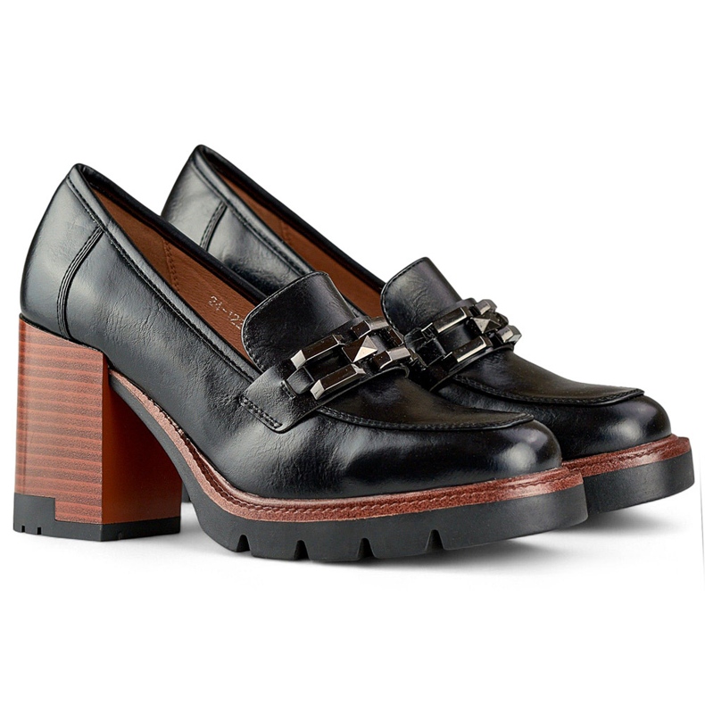 Crne mokasine na deblju petu i niske cipele crna 1