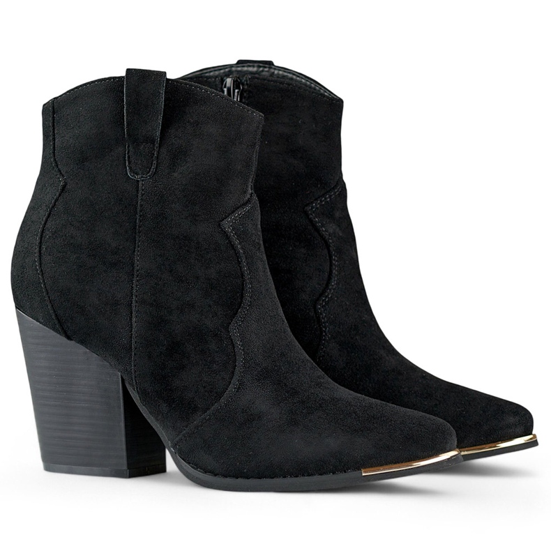 Crne klasične ženske kaubojske čizme od brušene kože na visoku petu crna 1