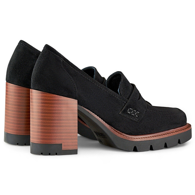 Crne ženske mokasine na visoku petu crno 1