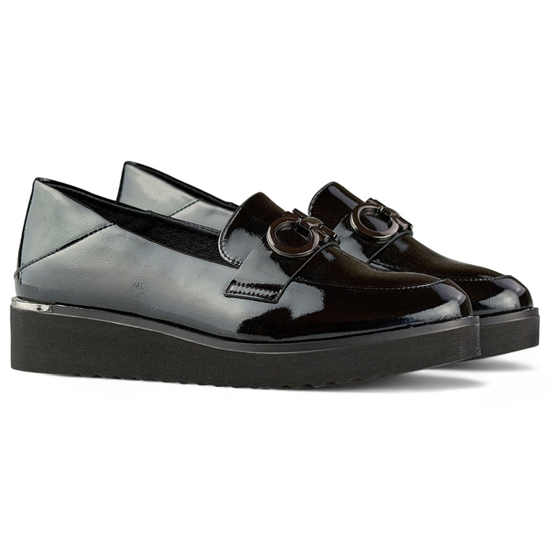 Ženske lakirane cipele na nisku platformu, elegantne cipele crna 1