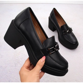 Crne ženske cipele Vinceza na visoku petu s lancem crna 1